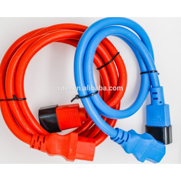 Soquete C13 a C14 IEC C14 em ângulo reto com IEC C13, ângulo esquerdo, cabo de extensão vermelho
